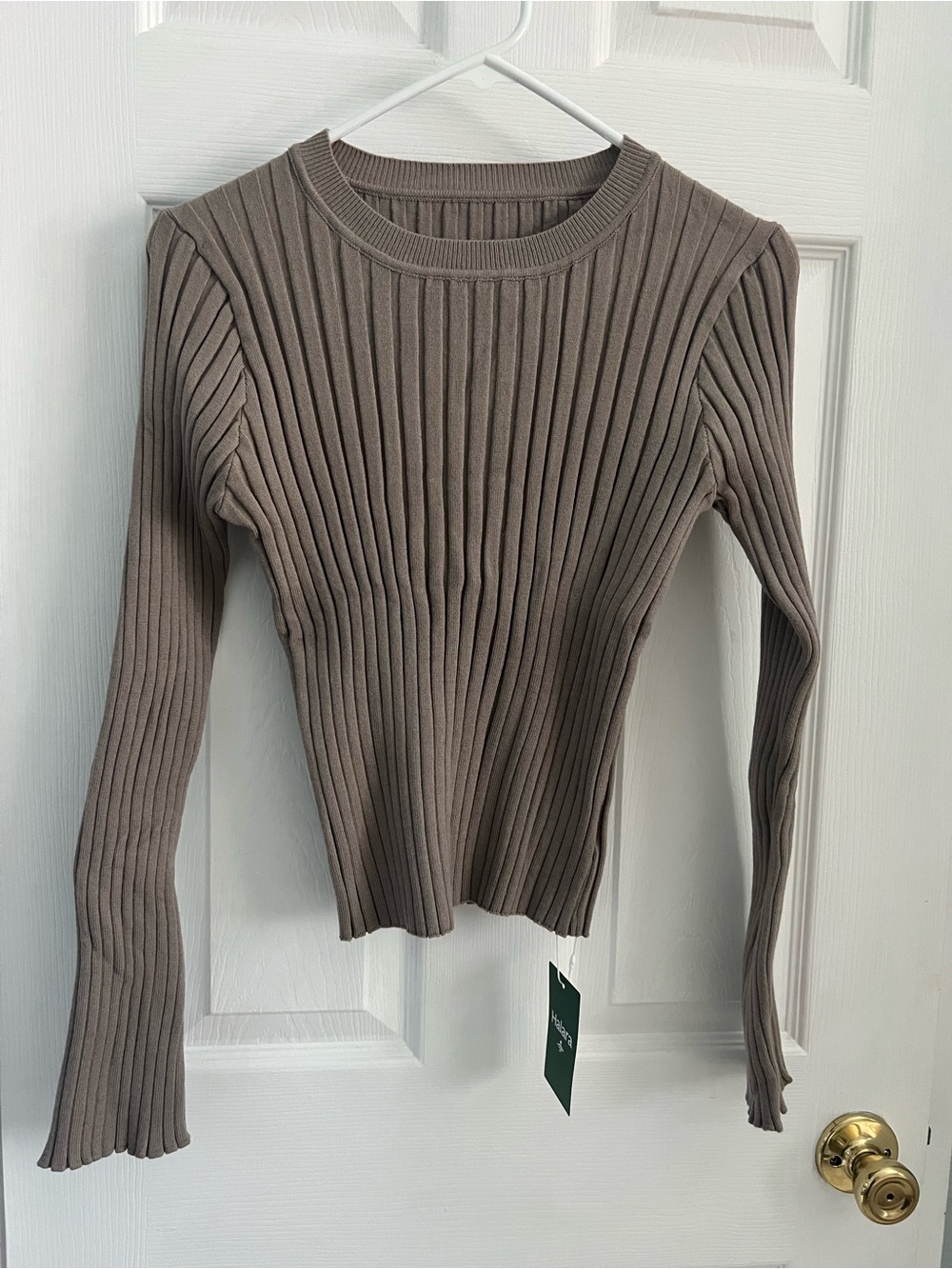 NWT Halara Ribbed Long Sleeve Knit Top - Taupe